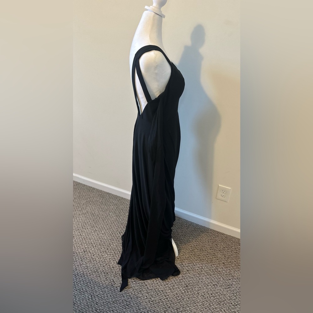 Azazie Black Julie Chiffon A-Line Bow Dress Size A6 - Picture 6 of 9